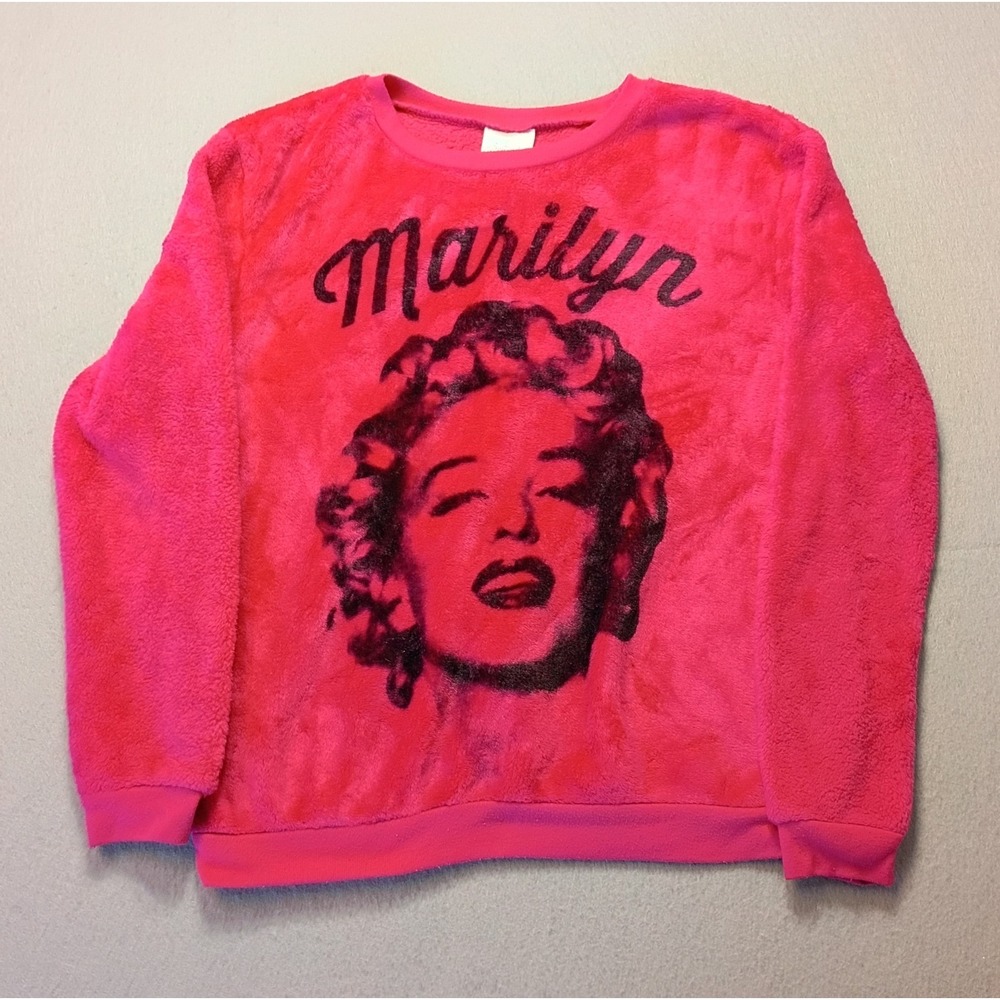 MARILYN MONROE Soft Fluffy Pink Sweatshirt Womens Small Collectible Throwback - Picture 1 of 12